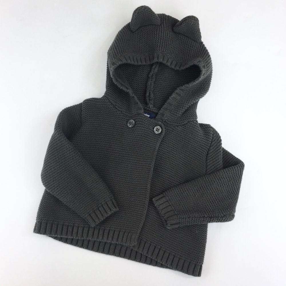 EUC Baby GAP Hooded Cat Ears Sweater - 6-12m